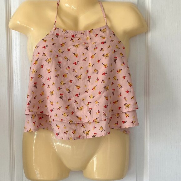Forever 21 Pink SMALL Flounce Top Floral - Picture 5 of 9